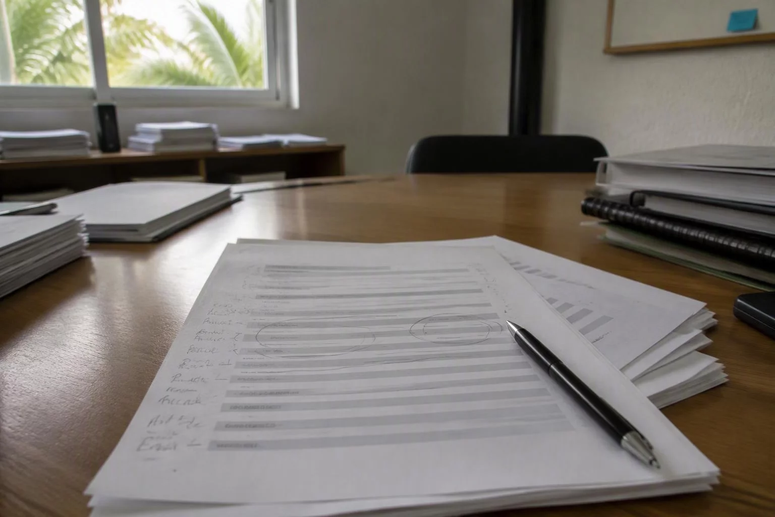 Impressões de contrato de interface com anotações nas margens